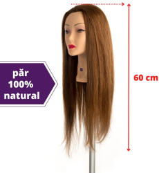 3 Cap manechin cu par 100% natural - lungime 60 cm - PREMIUM (I101HD)
