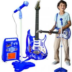 Kruzzel Chitara electrica cu amplificator, microfon cu trepied, sunete, lumini, MP3, alimentare baterii