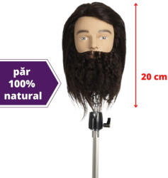 85 Cap manechin par natural - cu barba si mustata - lungime 20 cm - model BEN EXALTO (EXLT1000)