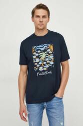 Paul&Shark pamut póló sötétkék, férfi, nyomott mintás, 24411110 - sötétkék XXL