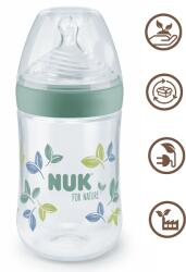 Nuk Шише със силиконов биберон NUK for Nature - TC, 260 ml, 0+ m, размер M, Зелено (10742003-Зелен)