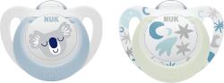 Nuk Силиконови светещи залъгалки NUK - Star, Night & Day, 0-6 месеца, 2 броя, Сини (10175287)