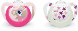 Nuk Силиконови светещи залъгалки NUK - Star, Night & Day, 6-18 месеца, 2 броя, Розови (10176289)