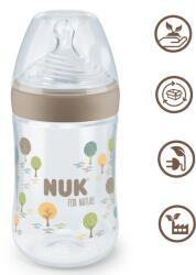 Nuk Шише със силиконов биберон NUK for Nature - TC, 260 ml, 0+ m, размер M, Бежово (10742003-Бежов)
