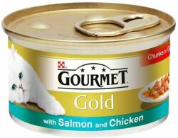 Gourmet Hrana umeda pentru pisici conserva Gourmet Gold Somon si Pui in sos, 85g