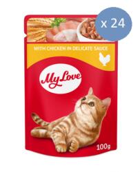 CLUB 4 PAWS Pachet Plicuri pentru Pisici My Love Kitten in Sos, 24 x 100 g