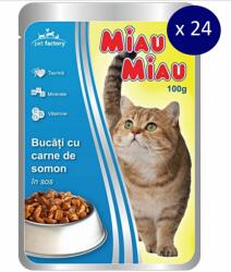 MIAU MIAU Pachet Plicuri Miau Miau cu Somon, 24 x 100 g