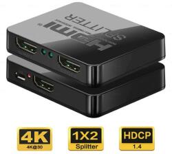 PremiumCord Splitter HDMI PremiumCord, khsplit2c, 1 intrare - 2 iesiri, 3D, 4K x 2K, FULL HD, alimentare cablu USB (Negru) (khsplit2c)