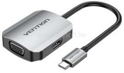 Vention USB-C -> HDMI/VGA (0, 15m Szürke Aluminum Ötvözet) konverter (TDIHB) (TDIHB)