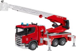 BRUDER Scania Super 560R Feuerwehr mit Drehleiter, Wasserpumpe, Light & Sound (03591) Figurina