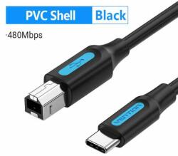 Vention USB-C 2.0 -> USB-B 2.0 (2 Amp, negru, cablu pentru imprimantă, cablu pentru imprimantă), 1m, cablu (CQUBF)