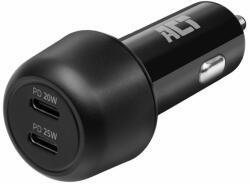 ACT AC2200 2-port USB-C Fast Car Charger 45W with Power Delivery Black (AC2200) - pcland