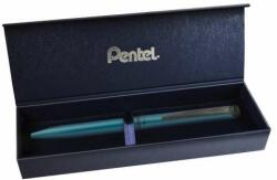 Pentel Pix cu bilă rulantă 0.35mm, corp metalic mat turcoaz, Pentel Energel Premium BL2507-SE, culoare de scris albastru (BL2507S-CK)