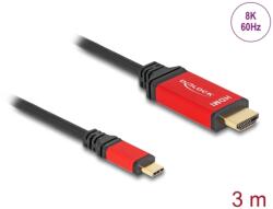 Delock USB 3.1 Type C HDMI 2.1 Átalakító Fekete-Piros 3m 80097 (80097)