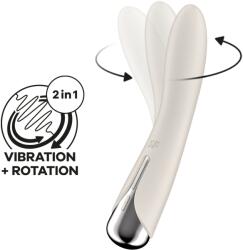 Satisfyer Vibrator Punctul G Spinning Vibe 1, 12 Moduri Vibratii, 5 Moduri Rotatii, Silicon, USB, Bej, 17.5 cm