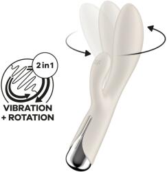 Satisfyer Vibrator Iepuras Spinning Rabbit 1, 12 Moduri Vibratii, 5 Moduri Rotatii, Silicon, USB, Bej, 20 cm Vibrator