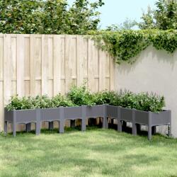 vidaXL szürke PP rácsos kerti ültetőláda 200 x 160 x 42 cm (367911)