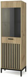 Halmar LAMINO W-1 vitrin, craft tölgy / fekete