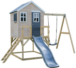 Wendi Toys Casuta de gradina Grey Lodge cu platforma, tobogan si leagan (M24G), Wendi Toys (M24G) Casuta pentru copii