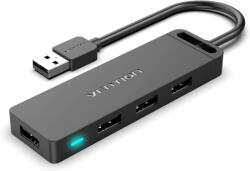 Vention USB-A 2.0 (táppal, 4-Portos, fekete), 0, 5m, Hub (CHMBD) - onlinepatron