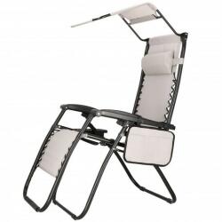 SPRINGOS Állítható zéró Gravitáció kerti szék, tetővel - bézs (GC0011)