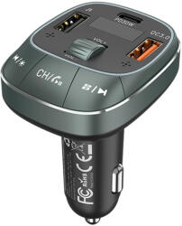 Vention USB-C+A+A (3port, 30W/18W/5W, Fm transzmitter, fekete), töltő (FFLB0)