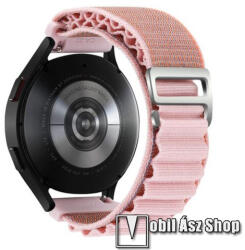  Okosóra Alpesi szíj - egybe­szőtt szövet­, Z kapocs, légáteresztő, állítható - RÓZSASZÍN - 210mm hosszú, 22mm széles - SAMSUNG Galaxy Watch 46mm / Watch GT2 46mm / Watch GT 2e / Galaxy Watch3 45mm / H