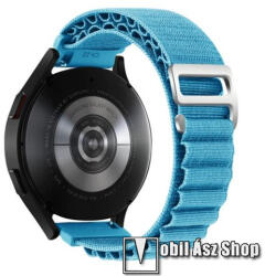 Okosóra Alpesi szíj - egybe­szőtt szövet­, Z kapocs, légáteresztő, állítható - VILÁGOSKÉK - 210mm hosszú, 22mm széles - SAMSUNG Galaxy Watch 46mm / Watch GT2 46mm / Watch GT 2e / Galaxy Watch3 45mm /