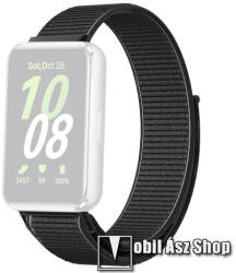 Okosóra szíj - szövet, légáteresztő, tépőzáras - 210mm hosszú - FEKETE - SAMSUNG Galaxy Fit3 (SM-R390)