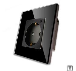 Luxion Priza Simpla Wi-Fi cu Monitorizare Consum, cu Rama din Sticla LUXION - culoare negru