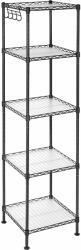 SONGMICS Fürdőszobai polc 30x30x123, 5 cm, bővíthető fém tároló állvány, fekete (LGR23BK)