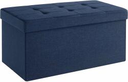 SONGMICS Puff, összecsukható párnázott tároló ottomán pad 80 L, sötétkék 76x38x38 cm (LSF47IN)