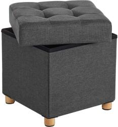 SONGMICS Puff, Összecsukható kocka tárolópad ottomán, sötétszürke 38 x 38 x 40 cm (LSF14GYZ)