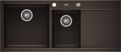 AXIS KITCHEN A-POINT 180 kétmedencés csepegtetőtálcás gránit mosogató automata dugóemelő, szifonnal, dark chocolate, balos, beépíthető (AX-1553)