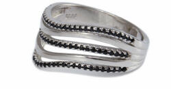 Ékszershop Hullámos fekete köves ezüst gyűrű (2156340)