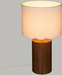 Atmosphera Lampa de masa cu abajur alb VANIA, baza din lemn, Ø 28 cm (200019)
