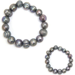  Bratara Perle de Cultura Albastru Diametru 54 mm - Margele Neregulate - 11-13 x 11-13 mm - 1 Buc