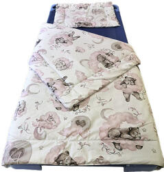  2 részes gyermek ágynemű garnitúra - 90x130 cm / mackó és barátai pasztell rózsaszín felhőn