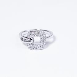 Négyszög köves ezüst gyűrű