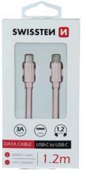 SWISSTEN Cablu de date Swissten textil USB-C / USB-C 12 m ROZ / Auriu (71527205)