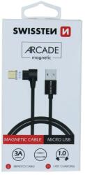 SWISSTEN Cablu de date textil magnetic Swissten Arcade USB / Micro USB 12 M Negru (71527400)