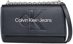 Calvin Klein Geantă Sculpted Ew Flap Conv25 Mono K60K611866 0GL black/metallic logo (K60K611866 0GL black/metallic logo)