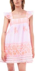 Juliet Dunn Rochie Baby Doll Dress W/Dhaka Print & Silver Trim L JD6137-WHT/NEN ORG white/neon orange (JD6137-WHT/NEN ORG white/neon orange)