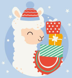 Alpaca Karácsonykor - Kifestő készlet kereten gyerekeknek 20x20_ (MBS012)
