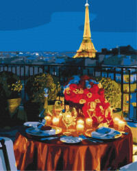 Gyertyafényes vacsora Párizsban - Számfestő készlet kereten 40x50 (BS52079)