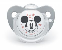 Nuk Силиконова залъгалка NUK - Mickey, 6-18 месeца, Сива + кутийка за съхранение и стерилизация (10736329-Сива)