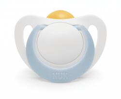 Nuk Каучукова залъгалка NUK - Star, за момче, 0-6 m + кутийка (10726069-Бяло/Синьо)