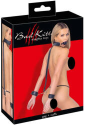Bad Kitty - set pentru legarea mâinilor cu minge de gură (negru) (24933901001)