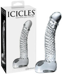 Icicles No. 61 - dildo de sticlă cu testicule, în formă de penis (transparent) (05403820000)