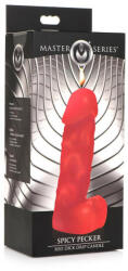 Master Series Spicy Pecker - Lumânare cu formă de penis cu testicule - mare (roșu) (848518046918)